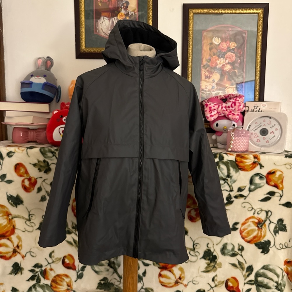 Grey rain jacket